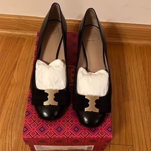 Tory Burch Black Gemini Link Bow 45mm Leather Pump